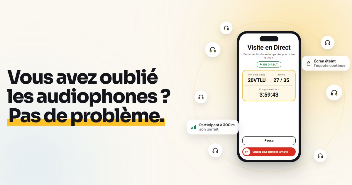 L'écran Visite en Direct de l'application VoiceGuide AirLink en direct, avec les participants connectés